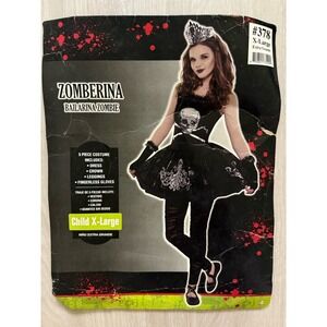 Zomberina Halloween Costume Girl's Child Size XL  Zombie Black